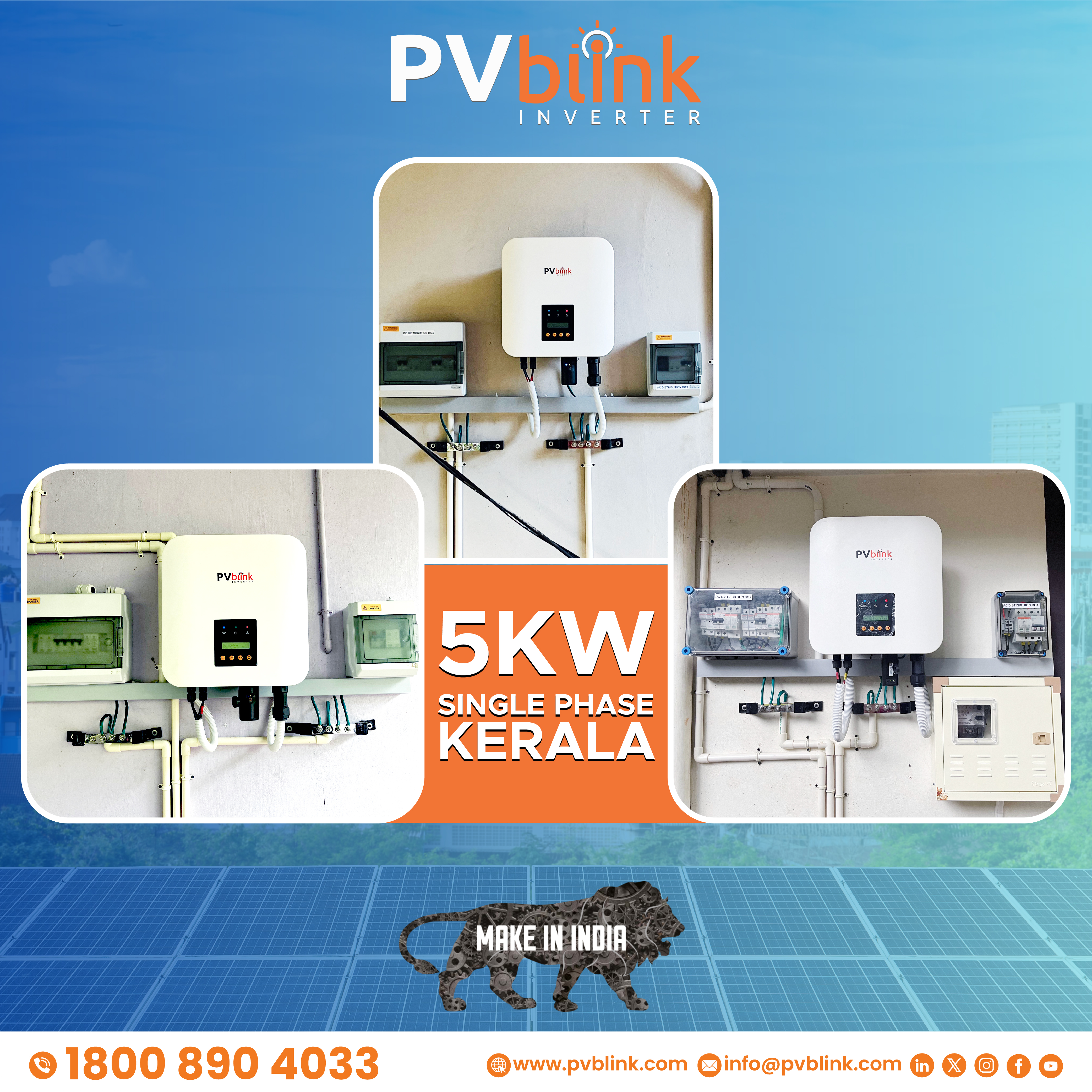 PVblink Single Phase 5KW Solar Inverter at Kerala